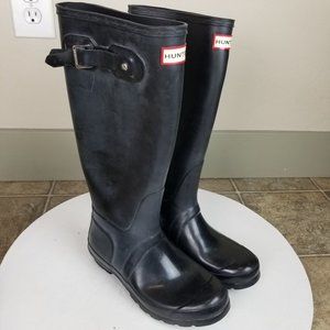 Hunter Women's Size 7 Black Knee-High Rubber Rain